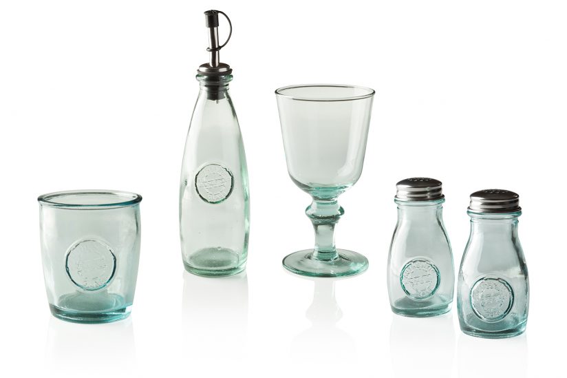 Modern recycled glass product photography